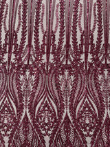 Damask Sequin Fabric - Damask Sequin Mesh, 54" Width (1 Yard)
