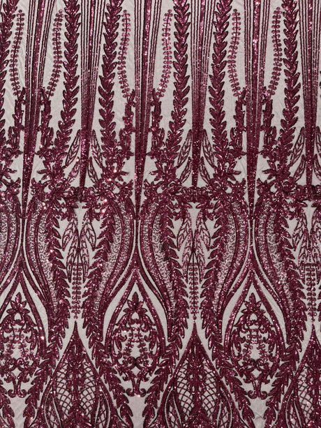 Damask Sequin Fabric - Damask Sequin Mesh, 54" Width (1 Yard)