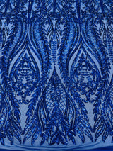 Damask Sequin Fabric - Damask Sequin Mesh, 54" Width (1 Yard)