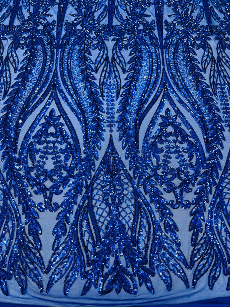 Damask Sequin Fabric - Damask Sequin Mesh, 54" Width (1 Yard)
