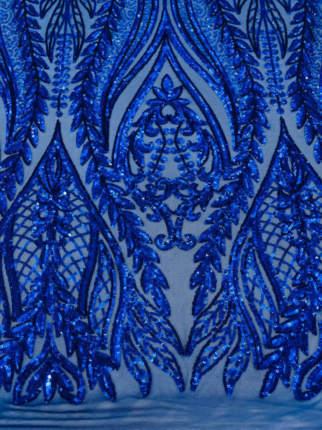 Damask Sequin Fabric - Damask Sequin Mesh, 54" Width (1 Yard)