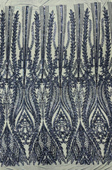 Damask Sequin Fabric - Damask Sequin Mesh, 54" Width (1 Yard)