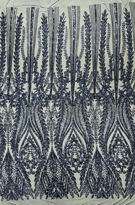 Damask Sequin Fabric - Damask Sequin Mesh, 54" Width (1 Yard)