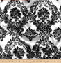 Damask Satin Charmeuse Polyester Fabric - White Black Damask, 58/60" Width