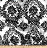 Damask Satin Charmeuse Polyester Fabric - White Black Damask, 58/60" Width