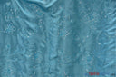 Aurora Taffeta Embroidered Floral Taffeta Fabric - Multi Color Floral Embroidery With Sequins, 54" Width (1 Yard)