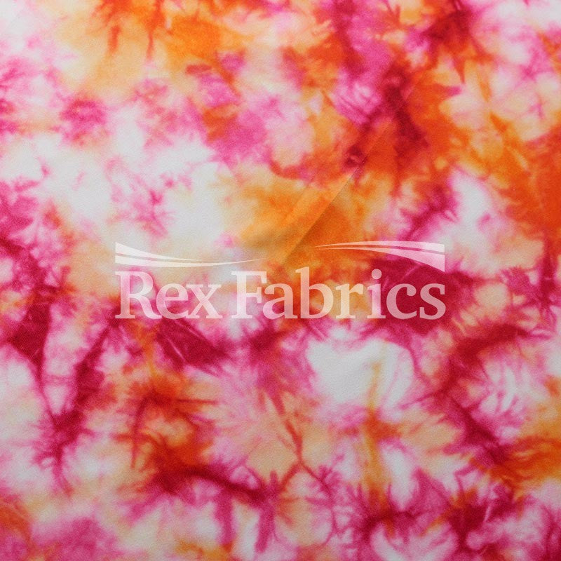 Dark Autumn Poly Spandex Fabric - Watercolor Marble Print, Royal/Coral, Orange/Pink, Green, 58/60" Width (1 Yard)