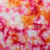 Dark Autumn Poly Spandex Fabric - Watercolor Marble Print, Royal/Coral, Orange/Pink, Green, 58/60" Width (1 Yard)