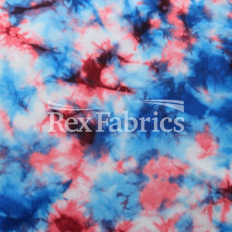 Dark Autumn Poly Spandex Fabric - Watercolor Marble Print, Royal/Coral, Orange/Pink, Green, 58/60" Width (1 Yard)