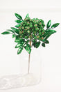 14" Dark Green Berry Bunch Metallic Stem