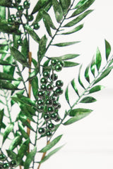 30 Inch Dark Green Metallic Pepperberry Stem