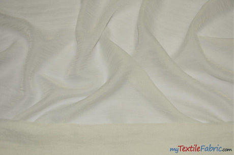 IFR Crush Sheer Voile Polyester Fabric - White, Ivory, Champagne, 108" Width (1 Yard)