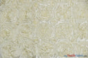 Rosette Satin Polyester Fabric - 3D Satin Floral Embroidery, 52/54" Width (Yards, Bolts, Sample Swatch)