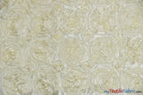 Rosette Satin Polyester Fabric - 3D Satin Floral Embroidery, 52/54" Width (Yards, Bolts, Sample Swatch)
