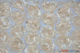 Rosette Satin Bordeaux Polyester Fabric - 3D Floral Satin Embroidered On A Mesh, Bordeaux, 52" Width (1 Yard)