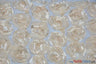 Rosette Satin Bordeaux Polyester Fabric - 3D Floral Satin Embroidered On A Mesh, Bordeaux, 52" Width (1 Yard)