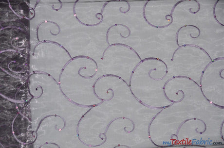 Ferial Organza Embroidery Polyester Fabric - Embroidered Floral Sheer With Sequins, 52/54" Width, Multiple Colors (1 Yard)