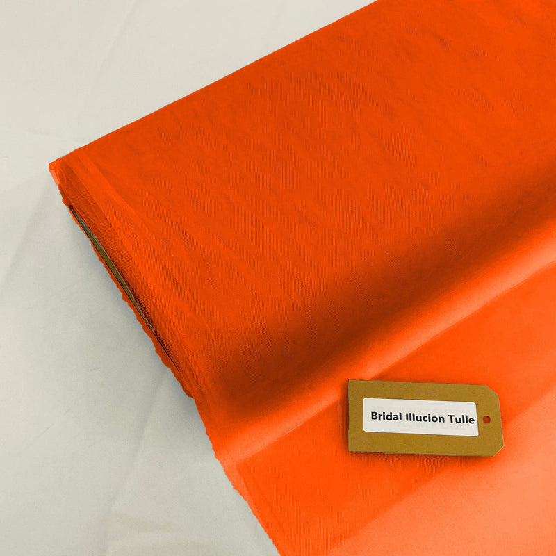 Bridal Illusion Polyester Tulle Fabric - Dark Orange, Sheer, 108" Width (1 Roll)