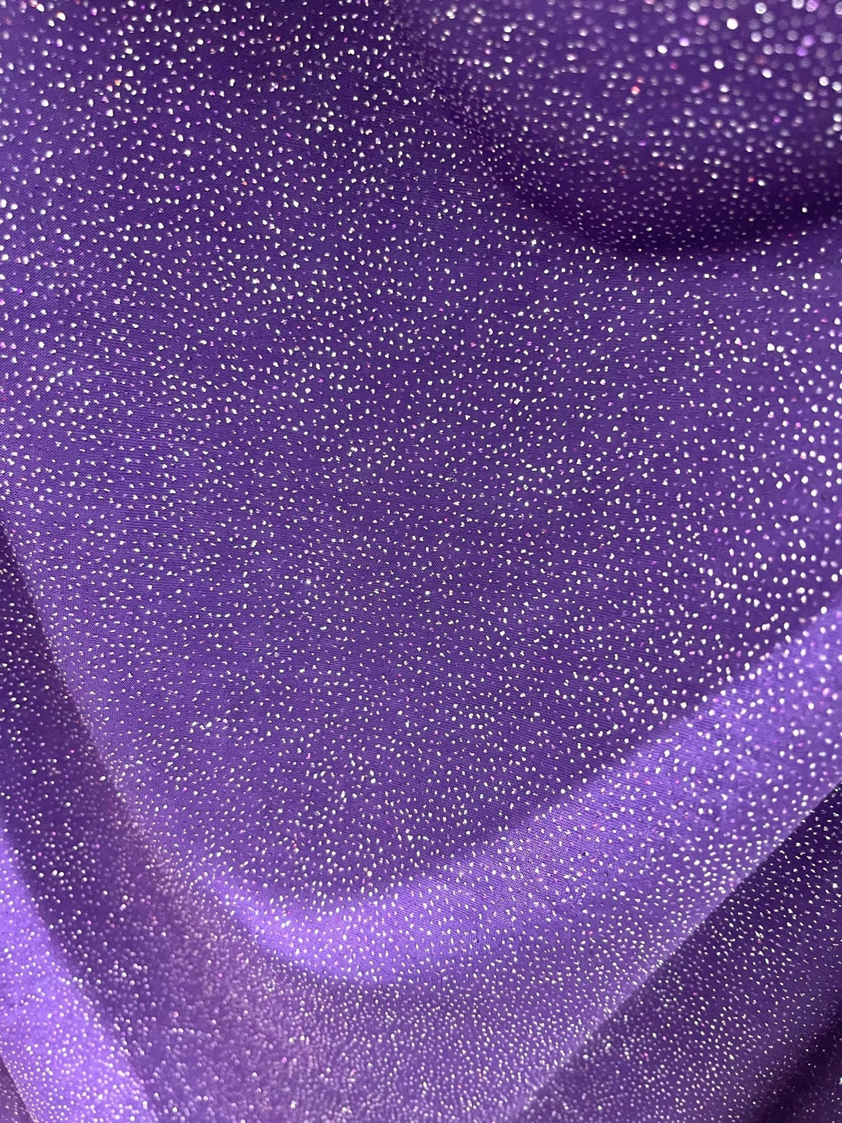 Selena Polyester Spandex Fabric - Dark Purple Shiny Iridescent Glitter, 50-54" Width, 36" Length (1 Yard)