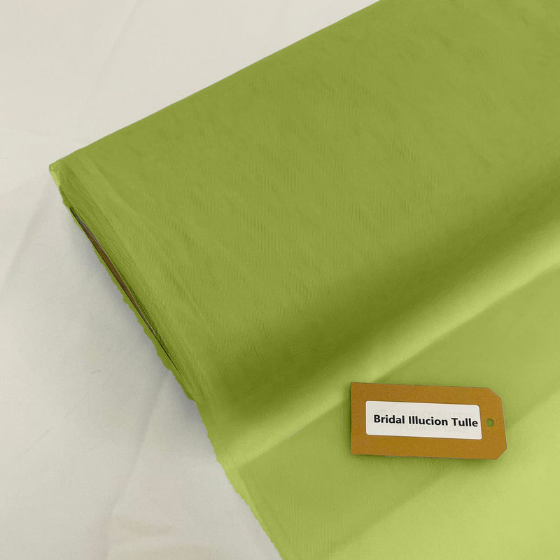 Bridal Illusion Tulle Polyester Fabric - Dark Sage Green, 108" Width (1 Roll)