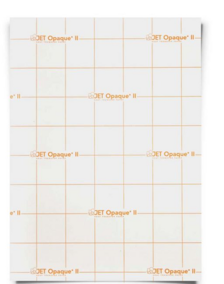 Jet Opaque II Heat Transfer Paper - Dark Colors, Matte Opaque Sheet, 8" X 11" (1 Sheet)