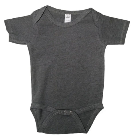 Lucky Friends 701 100 Percent Cotton Fabric - Charcoal Grey, Short Sleeve Baby Onesie, Snap Buttons (0/3-12/18)