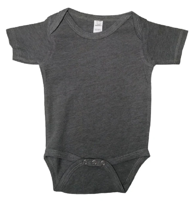Lucky Friends 701 100 Percent Cotton Fabric - Charcoal Grey, Short Sleeve Baby Onesie, Snap Buttons (0/3-12/18)