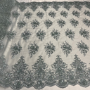 Beaded Lace Fabric on Polyester Net Mesh 50"
