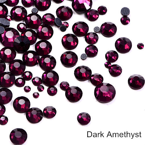 Hot Fix Rhinestones Acrylic Fabric - Dark Amethyst, Loose Rhinestones, SS6/2MM, SS10/3MM, SS16/4MM, SS20/5MM, SS30/6MM (1 Bag)