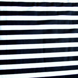 Navy and White Nylon Spandex Swim Knit 1/2 Stripe