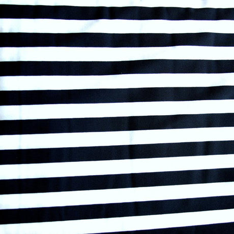 Navy and White Nylon Spandex Swim Knit 1/2 Stripe