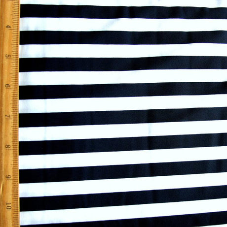 Navy and White Nylon Spandex Swim Knit 1/2 Stripe