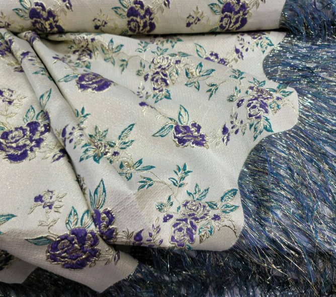 Metallic Brocade Eyelash Jacquard Purple