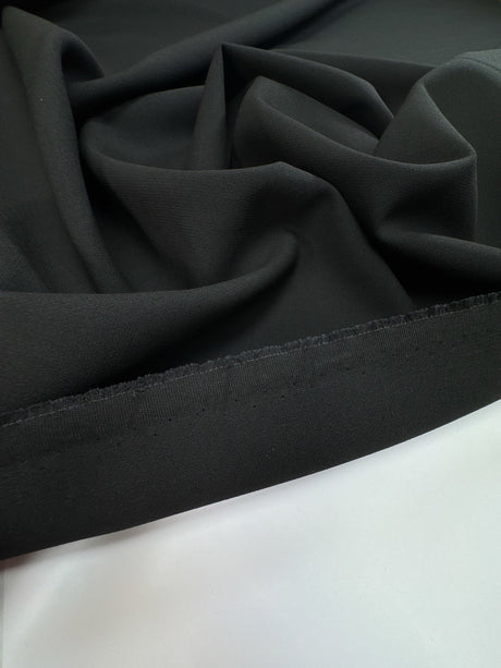 Black Polyester Viscose Cotton Elastane Double Weave