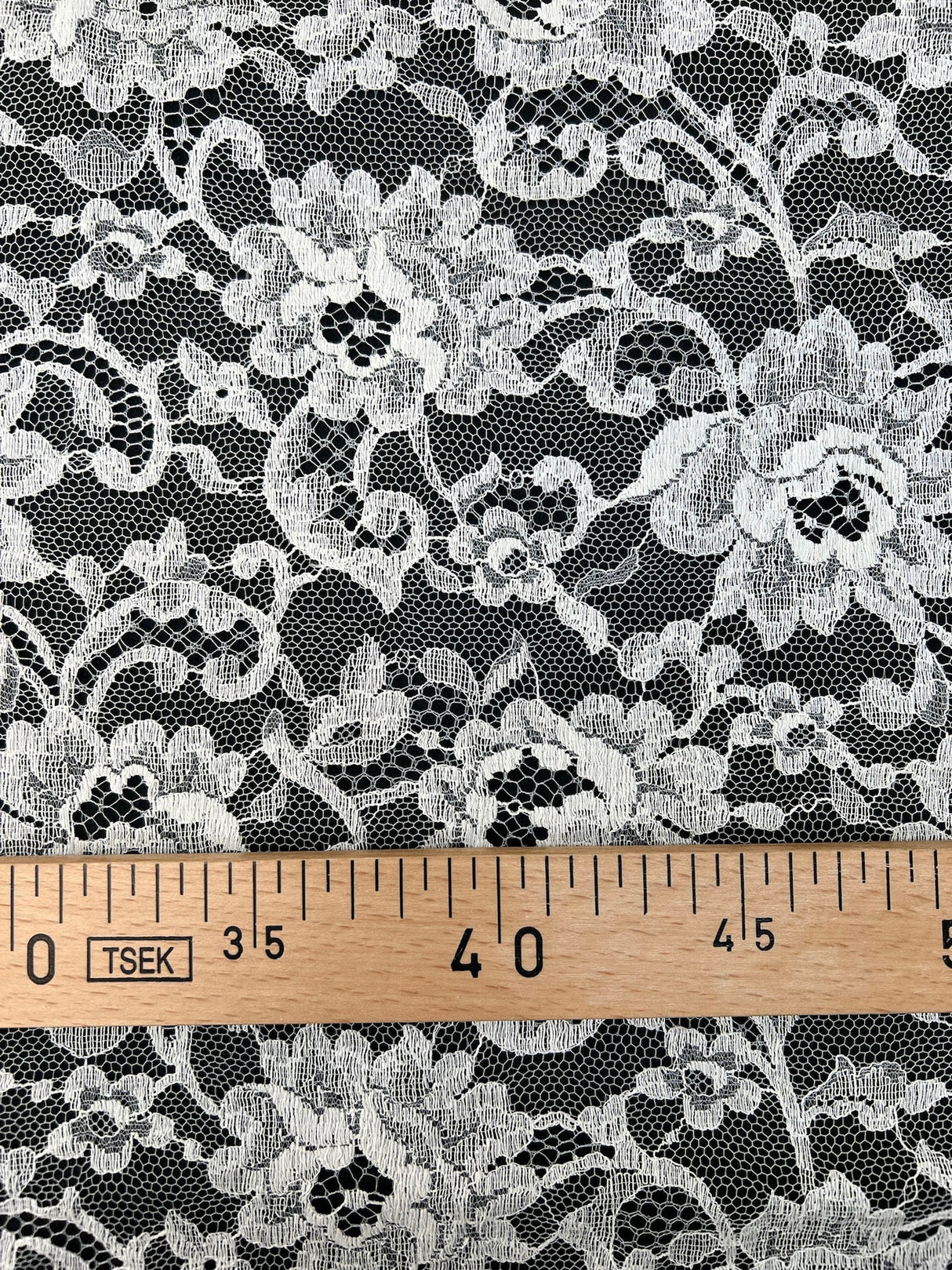 Cotton Lace Mesh Floral White Beige