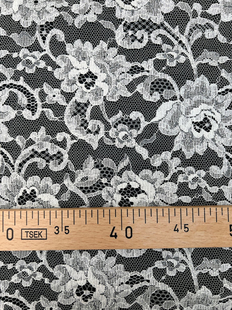 Cotton Lace Mesh Floral White Beige