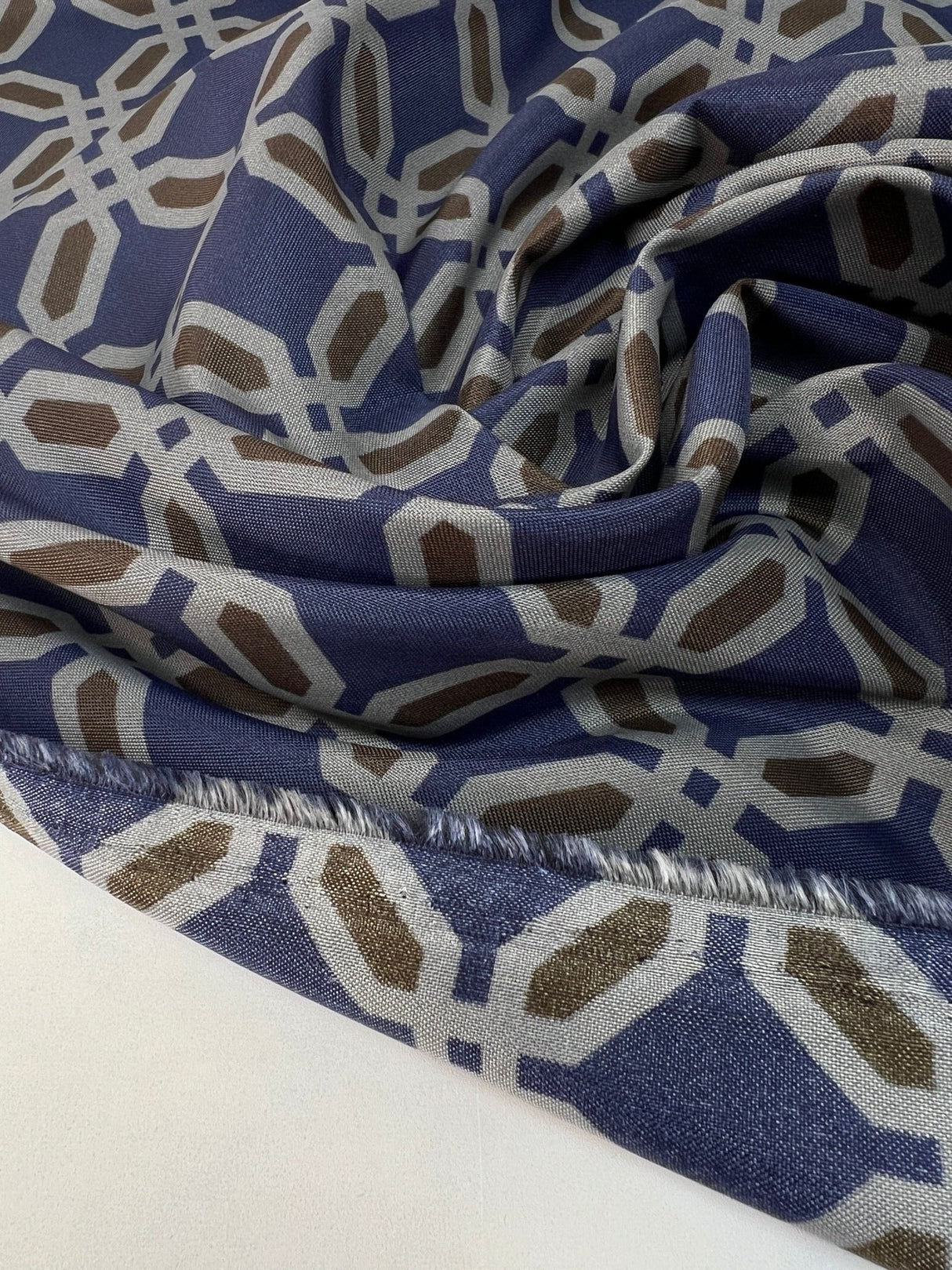 Polyamide Woven Geometric Print Blue