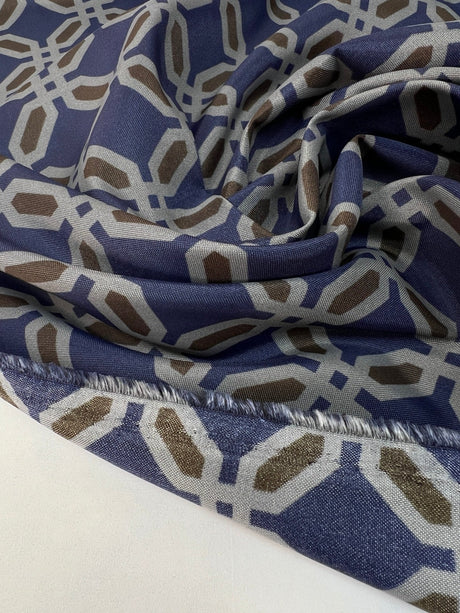 Polyamide Woven Geometric Print Blue