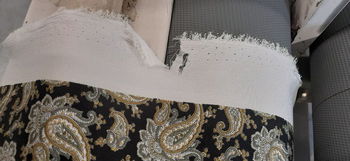 Polyester Crepe Paisley Print Brown Black