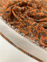 Polyester Chiffon Printed Beige-Orange Paisley
