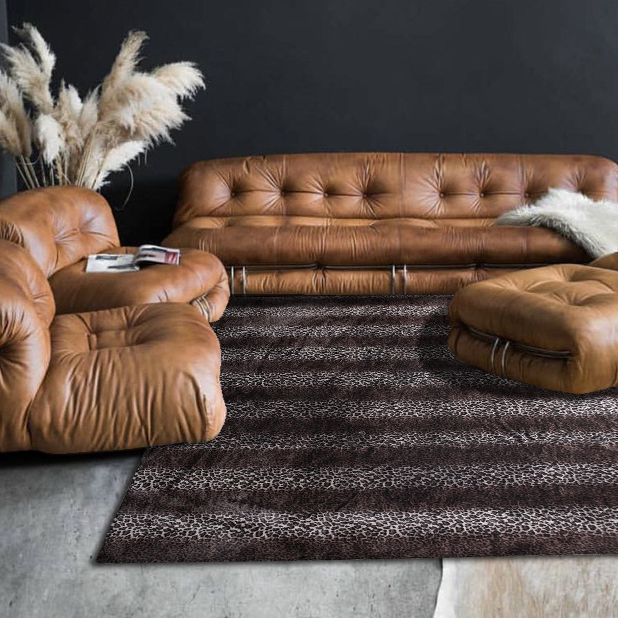 Leopard Cheetah Jaguar Feline Animal Print Faux Fur Fabric - Brown Animal Print, 1" Pile Height (1 Yard)
