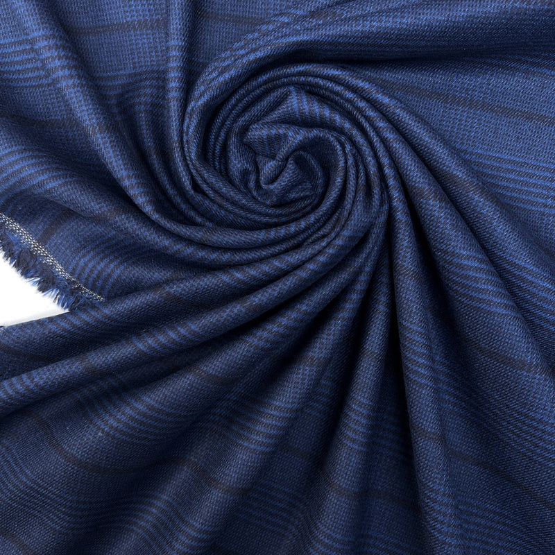 Polyamide Tweed Striped Checked Blue Black