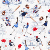 Cuddle Fabric Navy Batter Up Baseball Print 58-60"