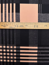 Italian Checked Knitted Fabric Blue Pink