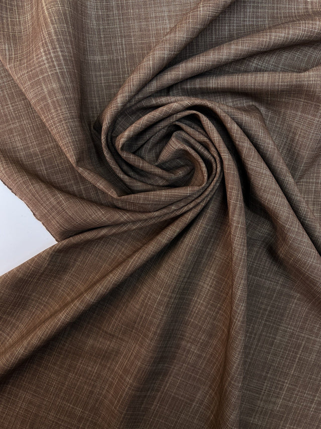 Wool Melange Fabric Brown Beige Stretch