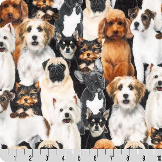 Minky Plush Beige Dog Print Fabric