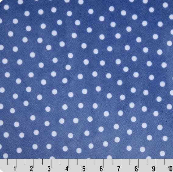 Cuddle Fabric Digital Jeans Dot 58-60" White Polka Dots