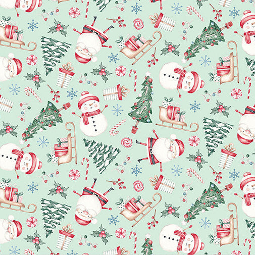Plush Minky Cuddle Fabric Jolly Santa Holiday Print