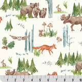 Minky Plush Fabric Lil Pine Pals Natural 58-60"