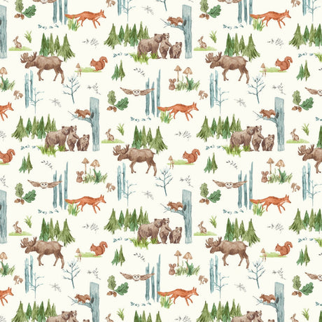 Minky Plush Fabric Lil Pine Pals Natural 58-60"